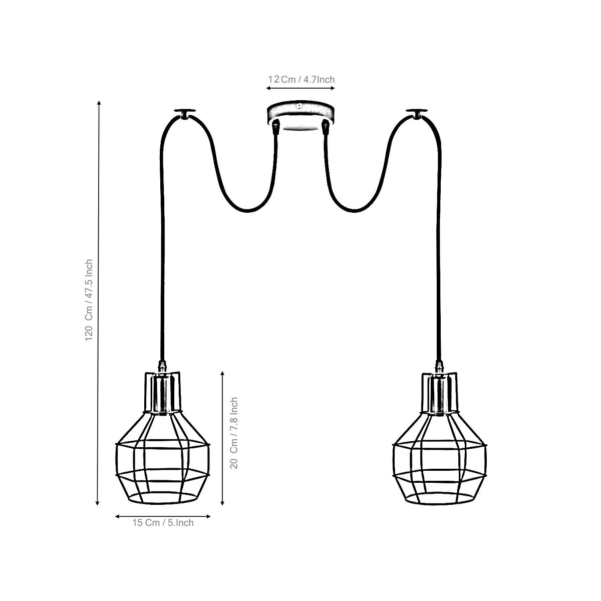 2-Light Spider Cage Pendant – Black, Copper, Silver or Red - photo 3