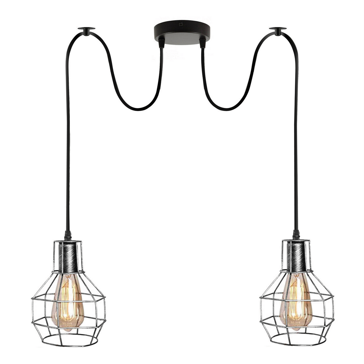 2-Light Spider Cage Pendant – Black, Copper, Silver or Red - photo 8