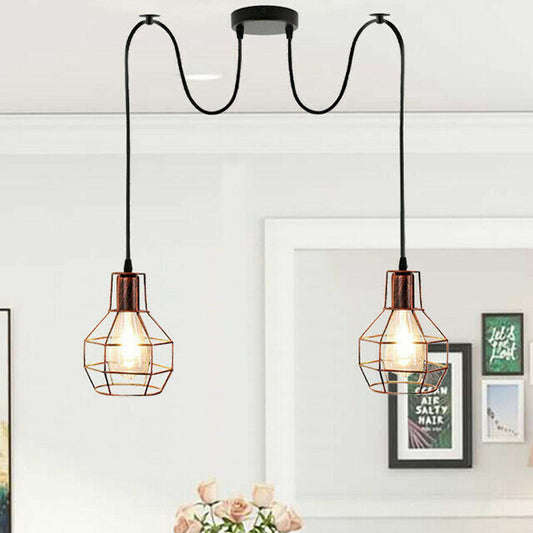2-Light Spider Cage Pendant – Black, Copper, Silver or Red