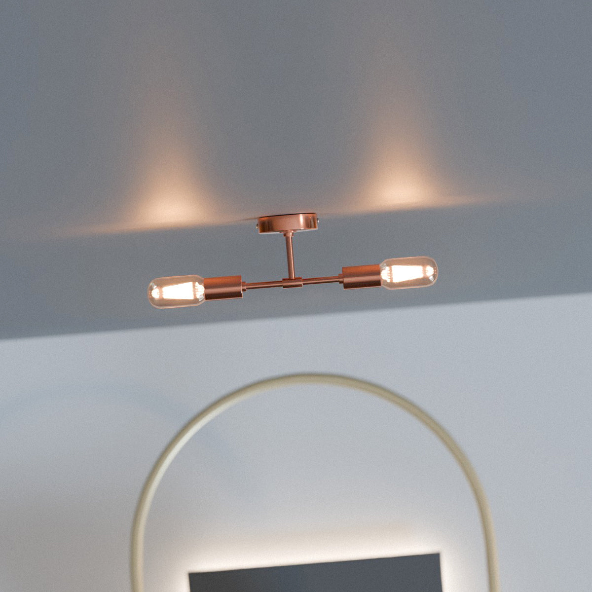 Twin E27 Wall & Ceiling Sconce – Chrome, Rose Gold, Satin Nickel, Brass - photo 11