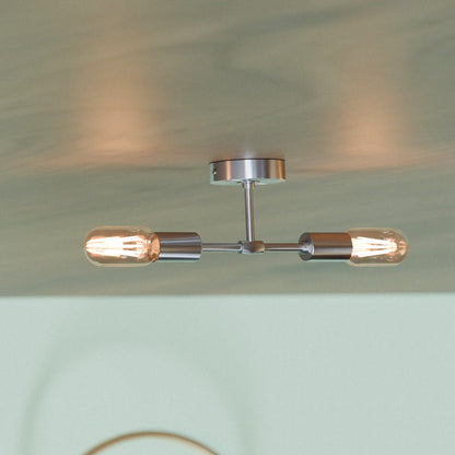 Twin E27 Wall & Ceiling Sconce – Chrome, Rose Gold, Satin Nickel, Brass - photo 17