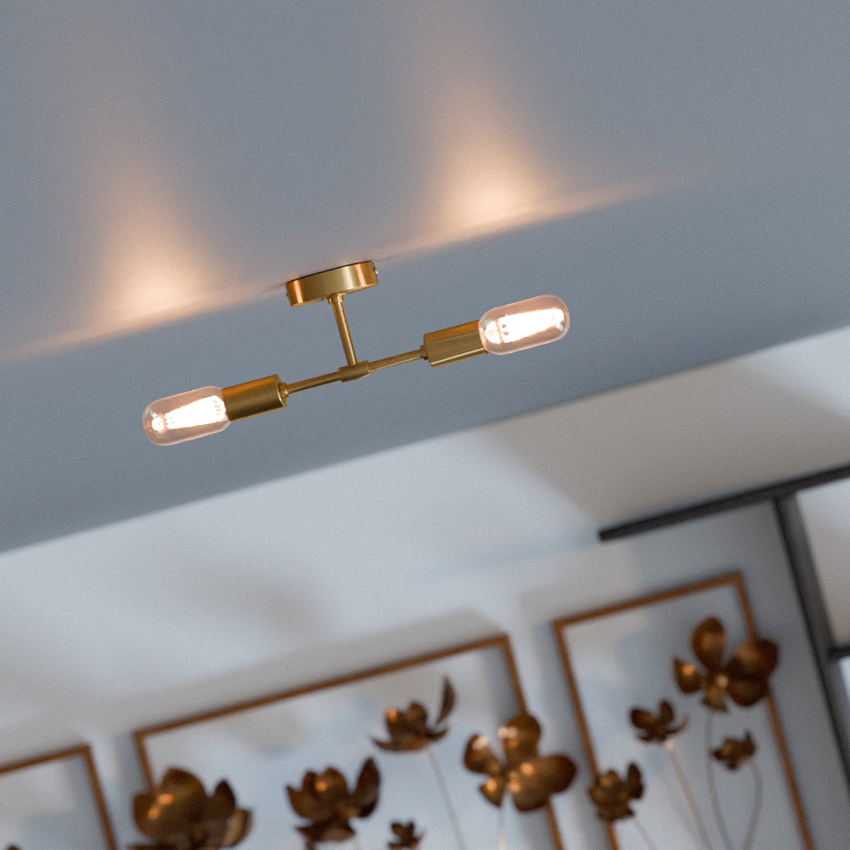 Twin E27 Wall & Ceiling Sconce – Chrome, Rose Gold, Satin Nickel, Brass - photo 4