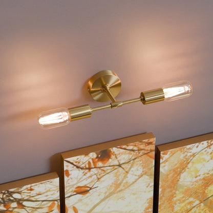 Twin E27 Wall & Ceiling Sconce – Chrome, Rose Gold, Satin Nickel, Brass - photo 6