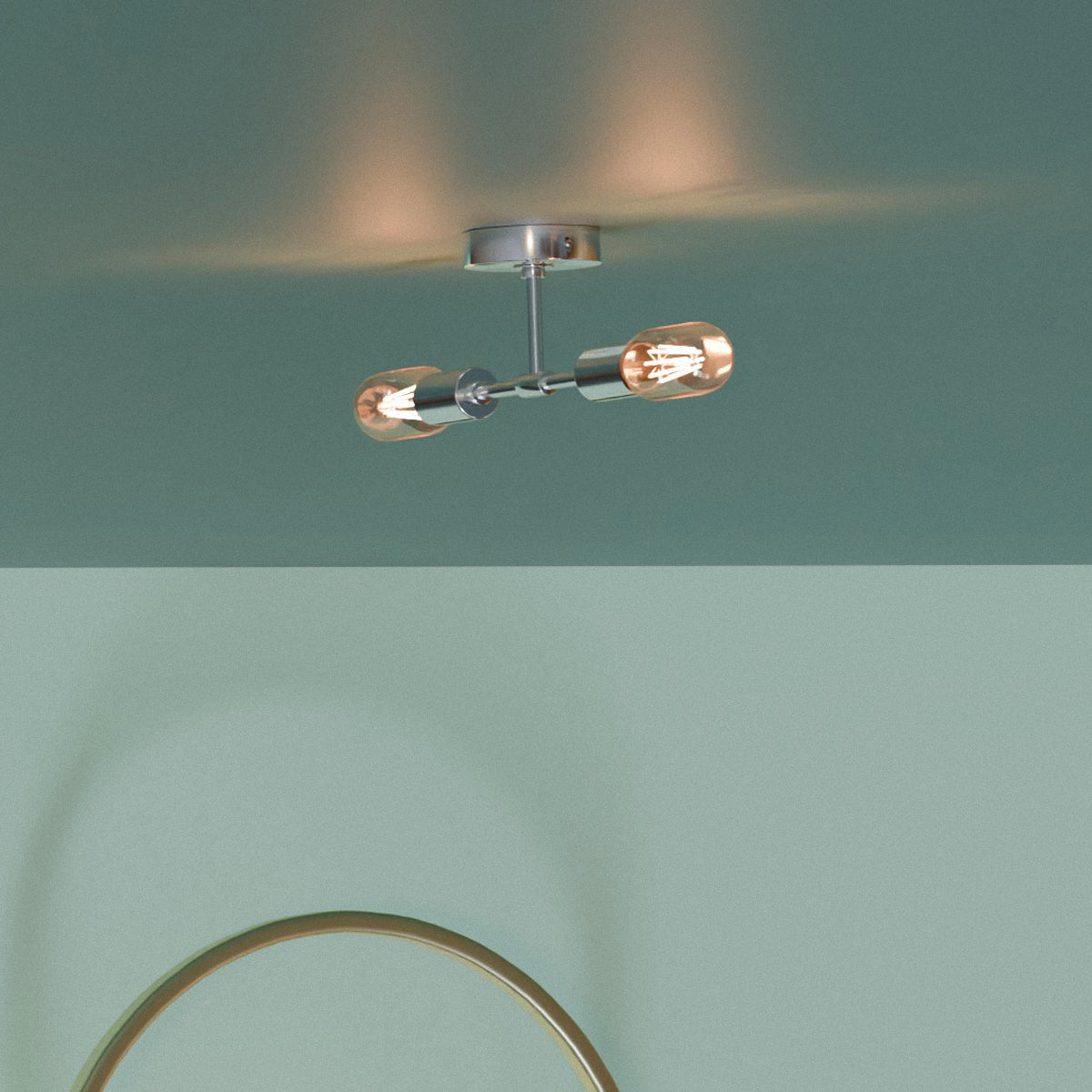 Twin E27 Wall & Ceiling Sconce – Chrome, Rose Gold, Satin Nickel, Brass - photo 8