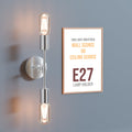 Twin E27 Wall & Ceiling Sconce – Chrome, Rose Gold, Satin Nickel, Brass - Chrome, No Shade, Without Bulb