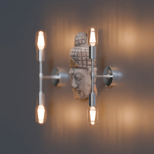 Twin E27 Wall & Ceiling Sconce – Chrome, Rose Gold, Satin Nickel, Brass - photo 2