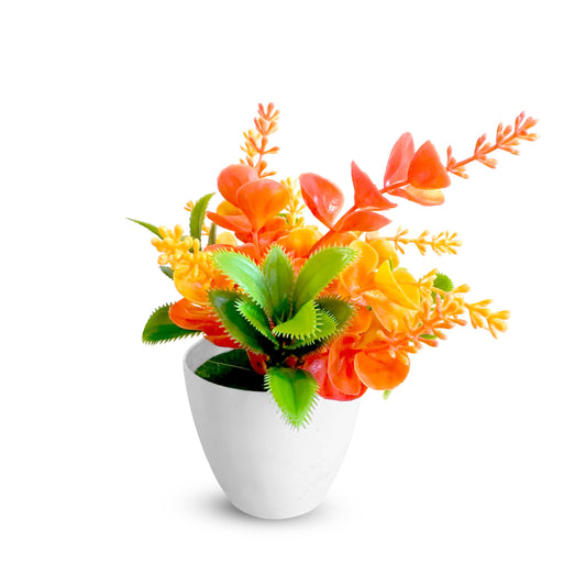 Artificial Flowers in White Pots – Pack of 2 or 3, Assorted Colours - Pack of 2