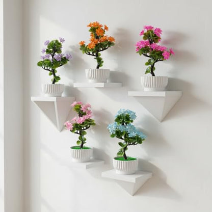 Artificial Flowering Bonsai in White Bowls – Pack of 2 or 3, Assorted Colours - photo 2