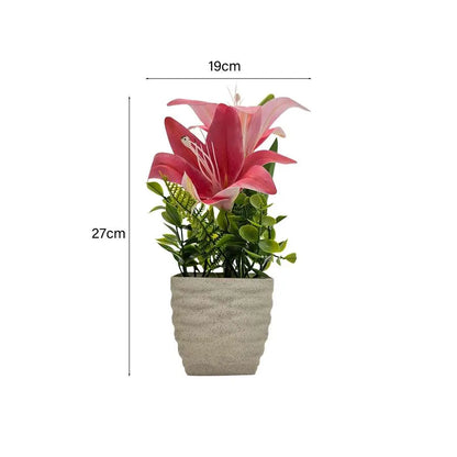 Artificial Lilies in Stone-Effect Pots – Set of 2, 27 cm, 4 Colour Choices - photo 8