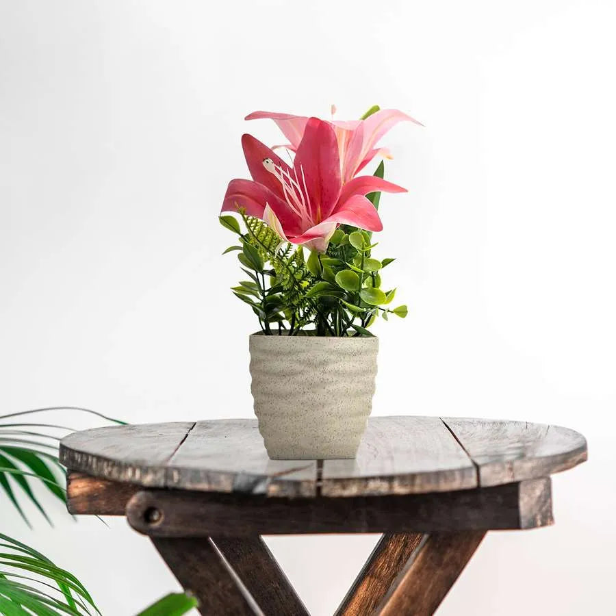 Artificial Lilies in Stone-Effect Pots – Set of 2, 27 cm, 4 Colour Choices - photo 9