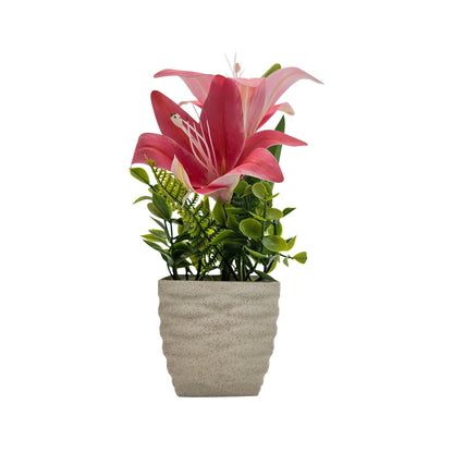 Artificial Lilies in Stone-Effect Pots – Set of 2, 27 cm, 4 Colour Choices - photo 10