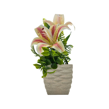 Artificial Lilies in Stone-Effect Pots – Set of 2, 27 cm, 4 Colour Choices - photo 11