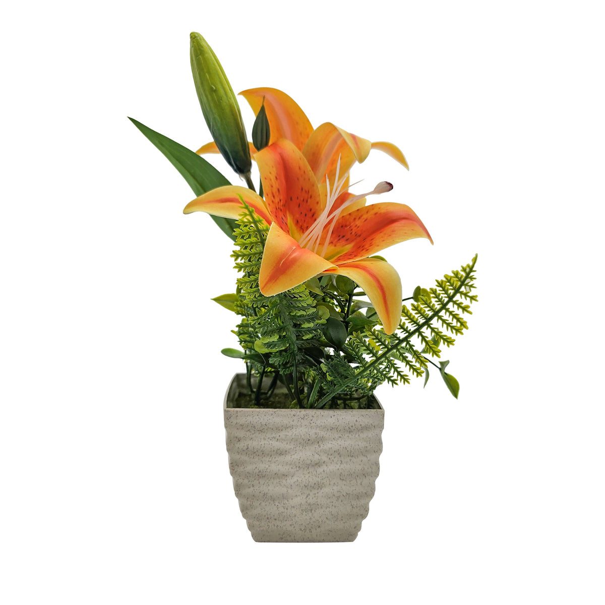 Artificial Lilies in Stone-Effect Pots – Set of 2, 27 cm, 4 Colour Choices - photo 12