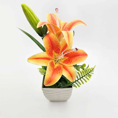 Artificial Lilies in Stone-Effect Pots – Set of 2, 27 cm, 4 Colour Choices - photo 14