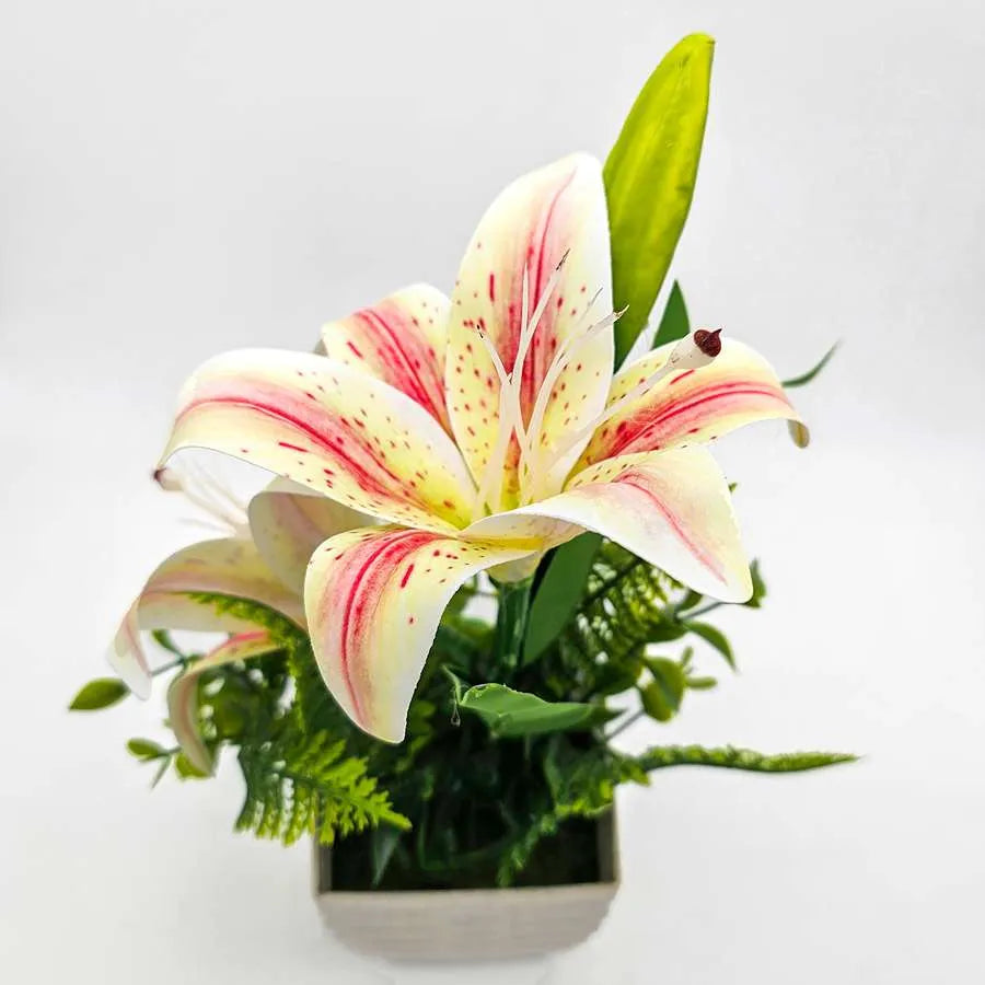 Artificial Lilies in Stone-Effect Pots – Set of 2, 27 cm, 4 Colour Choices - photo 15
