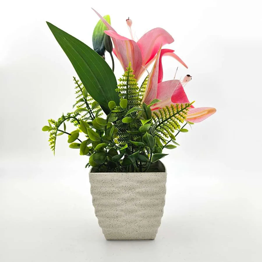 Artificial Lilies in Stone-Effect Pots – Set of 2, 27 cm, 4 Colour Choices - photo 16