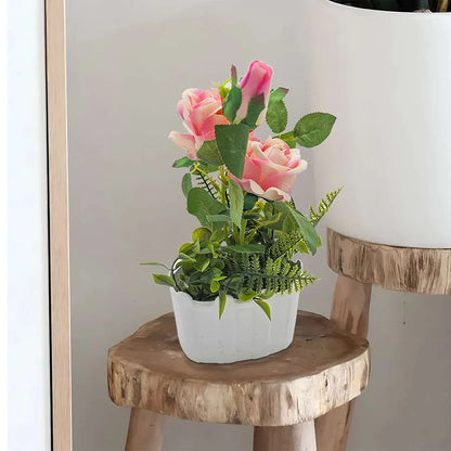 Artificial Roses in White Pots – Set of 2, 28 cm, Burgundy, Red, White or Pink - photo 8
