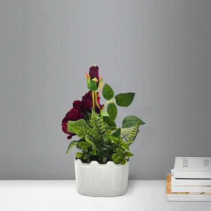 Artificial Roses in White Pots – Set of 2, 28 cm, Burgundy, Red, White or Pink - photo 10