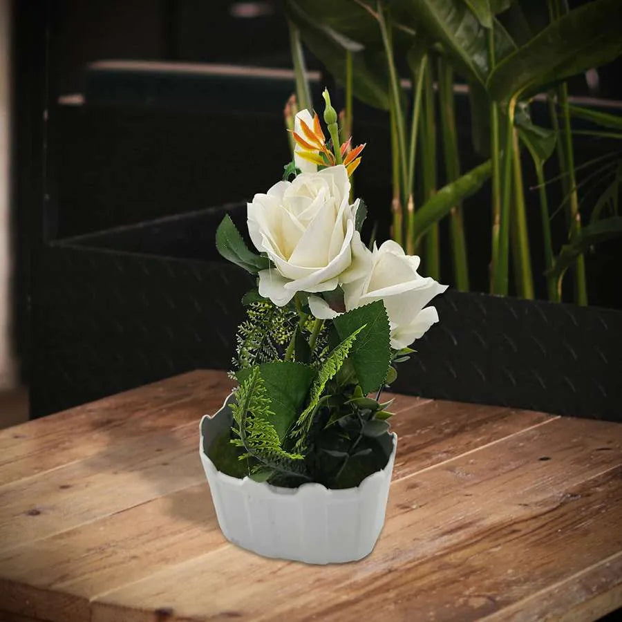 Artificial Roses in White Pots – Set of 2, 28 cm, Burgundy, Red, White or Pink - photo 11