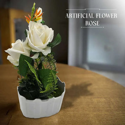 Artificial Roses in White Pots – Set of 2, 28 cm, Burgundy, Red, White or Pink - photo 12
