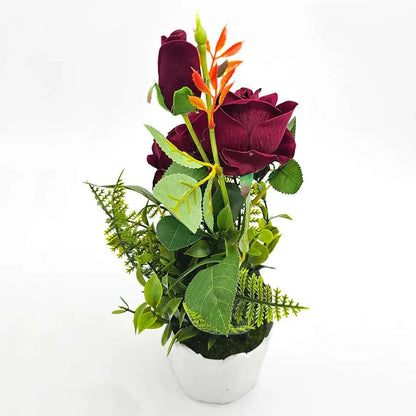 Artificial Roses in White Pots – Set of 2, 28 cm, Burgundy, Red, White or Pink - photo 13