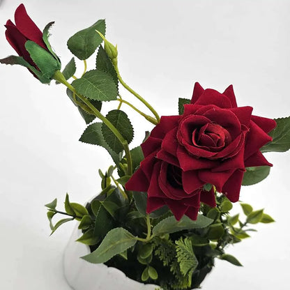 Artificial Roses in White Pots – Set of 2, 28 cm, Burgundy, Red, White or Pink - photo 6