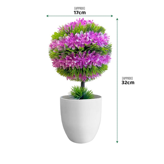 Artificial Topiary Flower Balls in White Pots – 32 cm, Pack of 2, 3 or 5 - Pack of 2