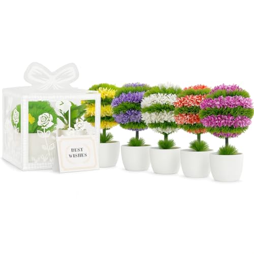 Artificial Topiary Flower Balls in White Pots – 32 cm, Pack of 2, 3 or 5 - photo 9