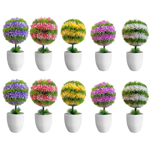 Artificial Topiary Flower Balls in White Pots – 32 cm, Pack of 2, 3 or 5 - photo 2