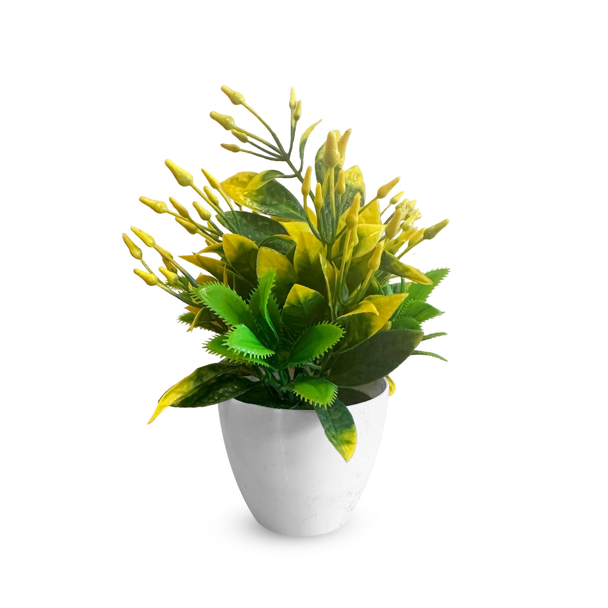 Artificial Flowering Plants in White Pots – Pack of 2, 3 or 5, Assorted Colours - Pack of 2
