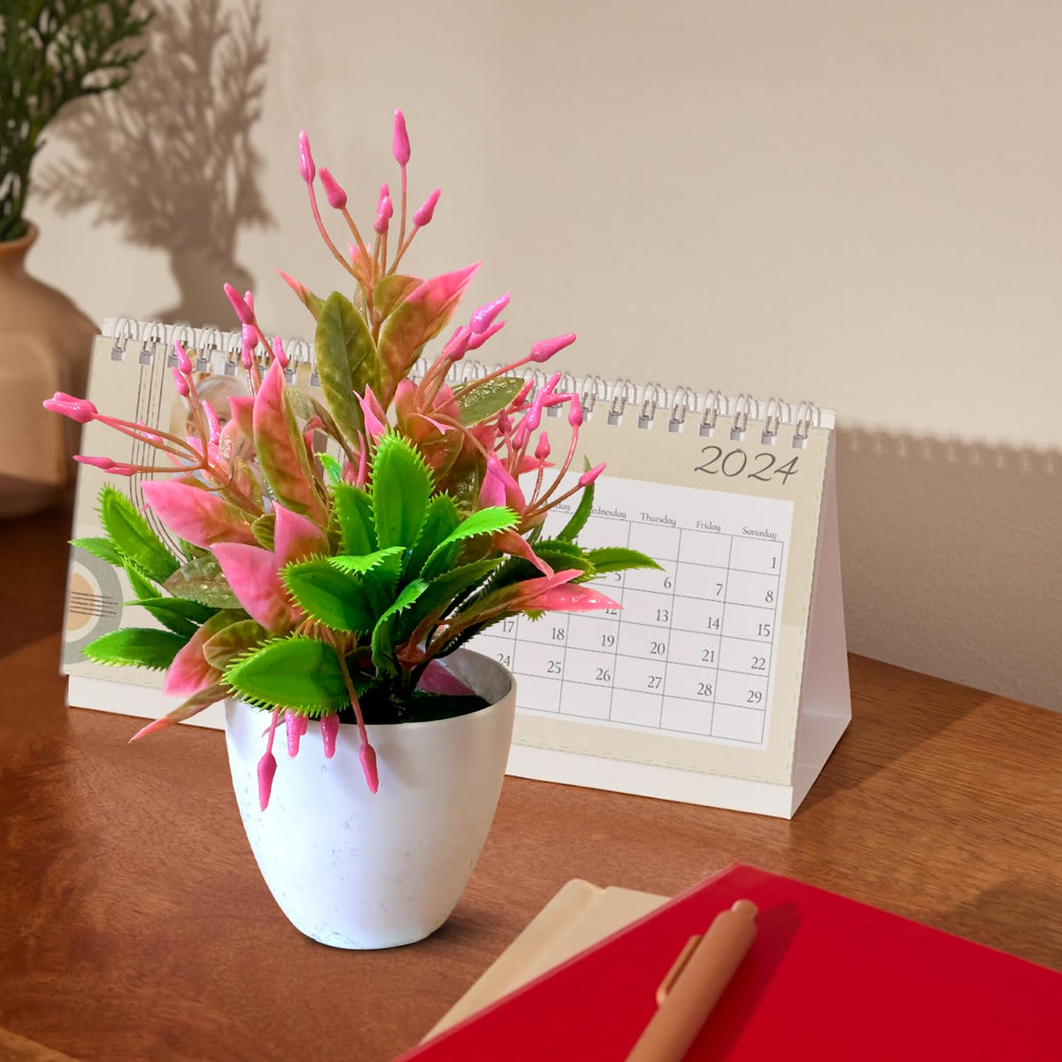 Artificial Flowering Plants in White Pots – Pack of 2, 3 or 5, Assorted Colours - photo 4