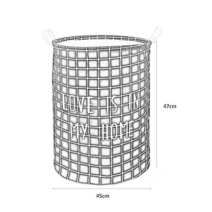 Grid Print Laundry Baskets, Pack of 2 – 'Love Is in My Home', Black or White - photo 3
