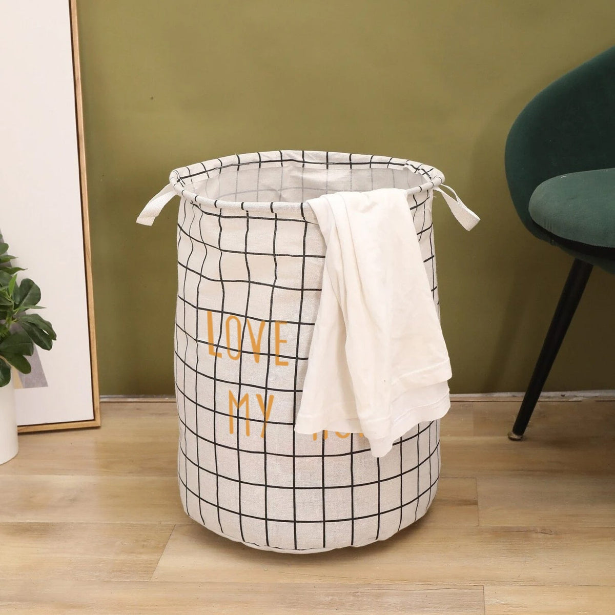 Grid Print Laundry Baskets, Pack of 2 – 'Love Is in My Home', Black or White - photo 6