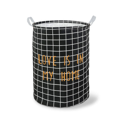 Grid Print Laundry Baskets, Pack of 2 – 'Love Is in My Home', Black or White - photo 10