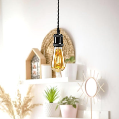 Black E27 Pendant Light Set – 1m Twisted Cable, Matt or Shiny - photo 4