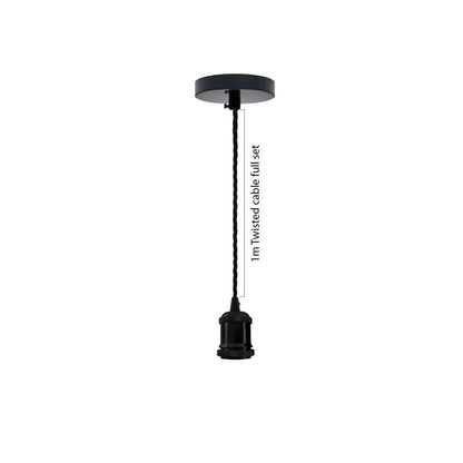 Black E27 Pendant Light Set – 1m Twisted Cable, Matt or Shiny - photo 8