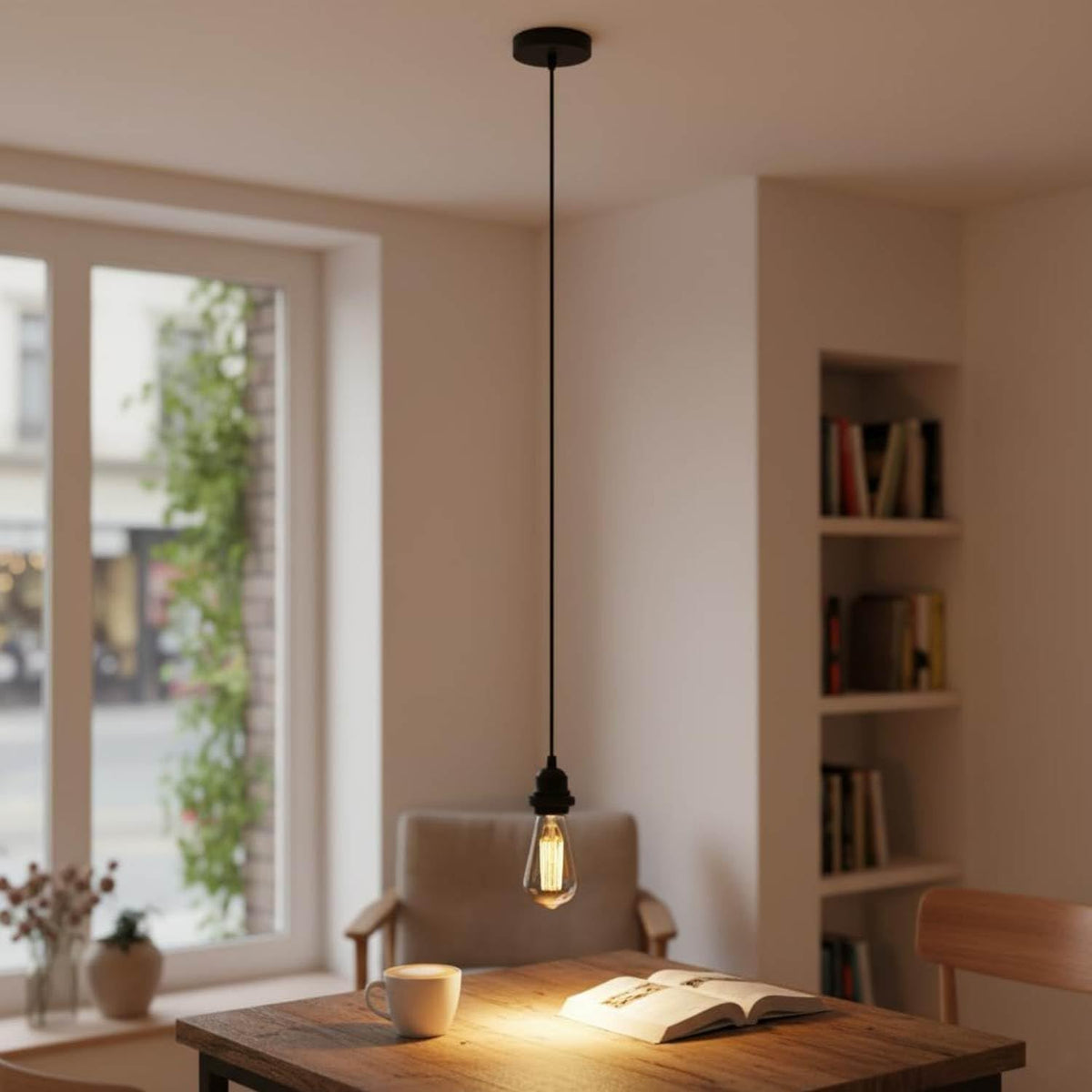 IP44 Pendant Light Fitting – Black, E27, Pack of 2 - photo 3