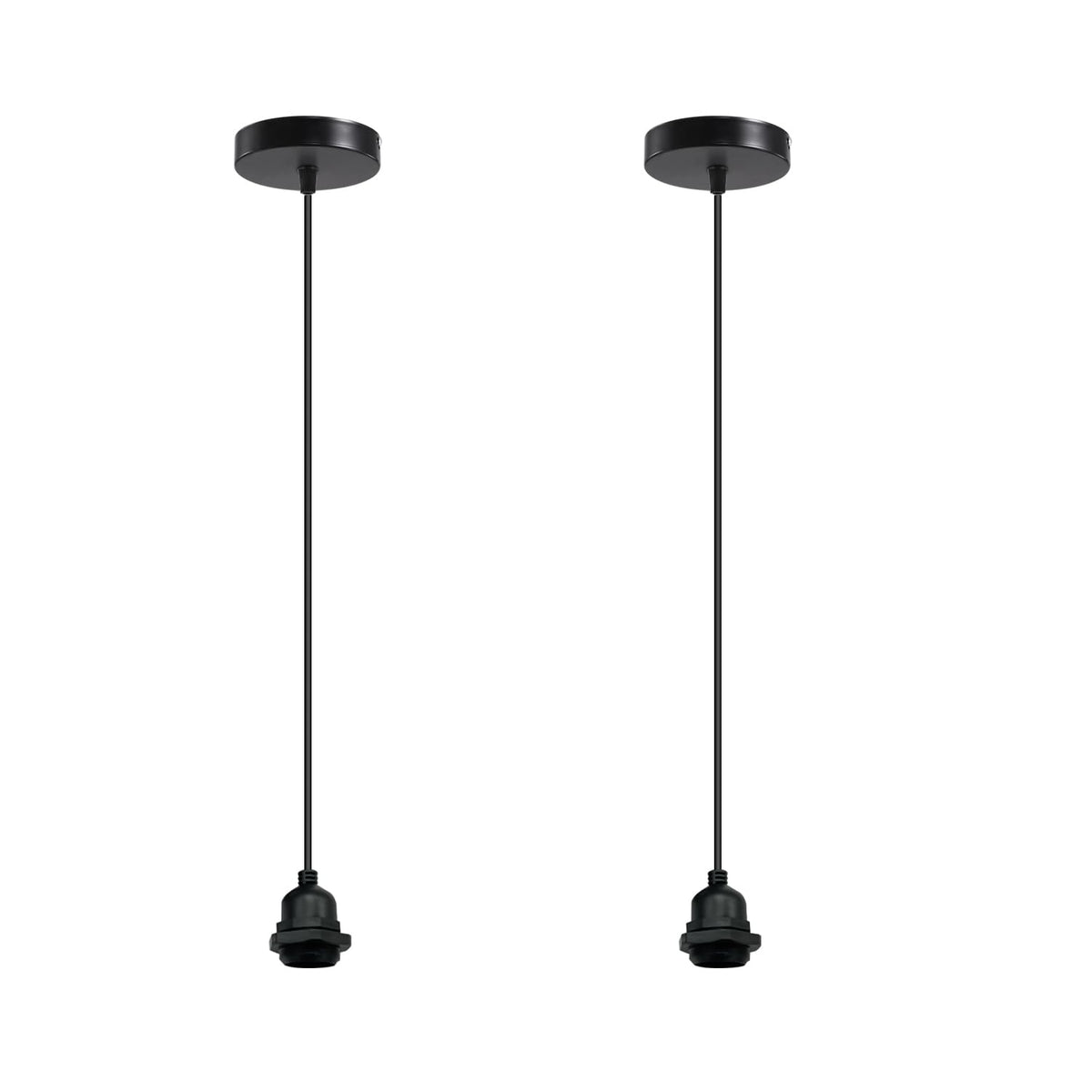 IP44 Pendant Light Fitting – Black, E27, Pack of 2 - Black, Pack of 2, Without Bulb