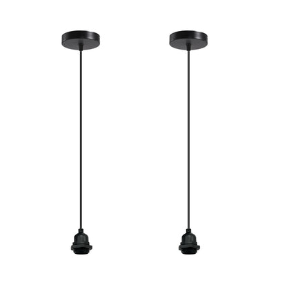 IP44 Pendant Light Fitting – Black, E27, Pack of 2 - Black, Pack of 2, Without Bulb