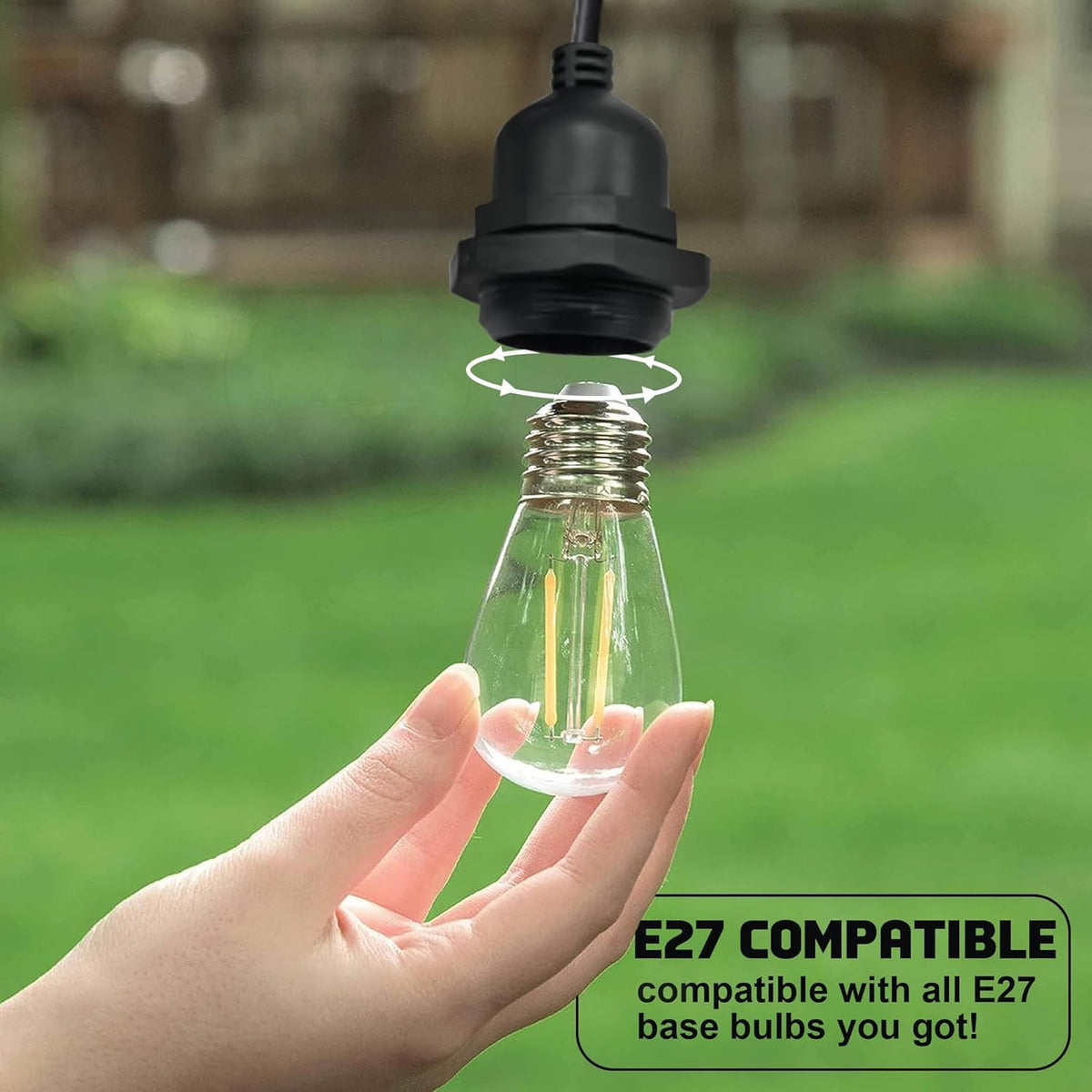 IP44 Pendant Light Fitting – Black, E27, Pack of 2 - photo 2