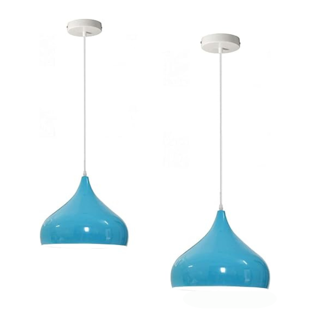Beat Pendant Light 31.5 cm – White Fitting, 8 Colours, Single or Pair - White, Beat 31.5 cm Blue Pack of 2, Without Bulb