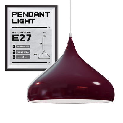 Beat Pendant Light 31.5 cm – White Fitting, 8 Colours, Single or Pair - White, Beat 31.5 cm Burgundy, Without Bulb