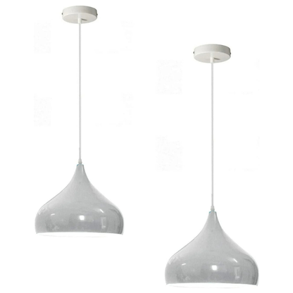 Beat Pendant Light 31.5 cm – White Fitting, 8 Colours, Single or Pair - White, Beat 31.5 cm Grey Pack of 2, Without Bulb