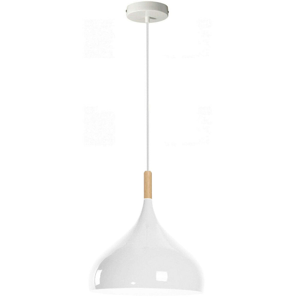 Beat Pendant Light 31.5 cm – White Fitting, 8 Colours, Single or Pair - White, Beat 31.5 cm White, Wooden Cord Grip, Without Bulb