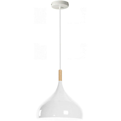 Beat Pendant Light 31.5 cm – White Fitting, 8 Colours, Single or Pair - White, Beat 31.5 cm White, Wooden Cord Grip, Without Bulb