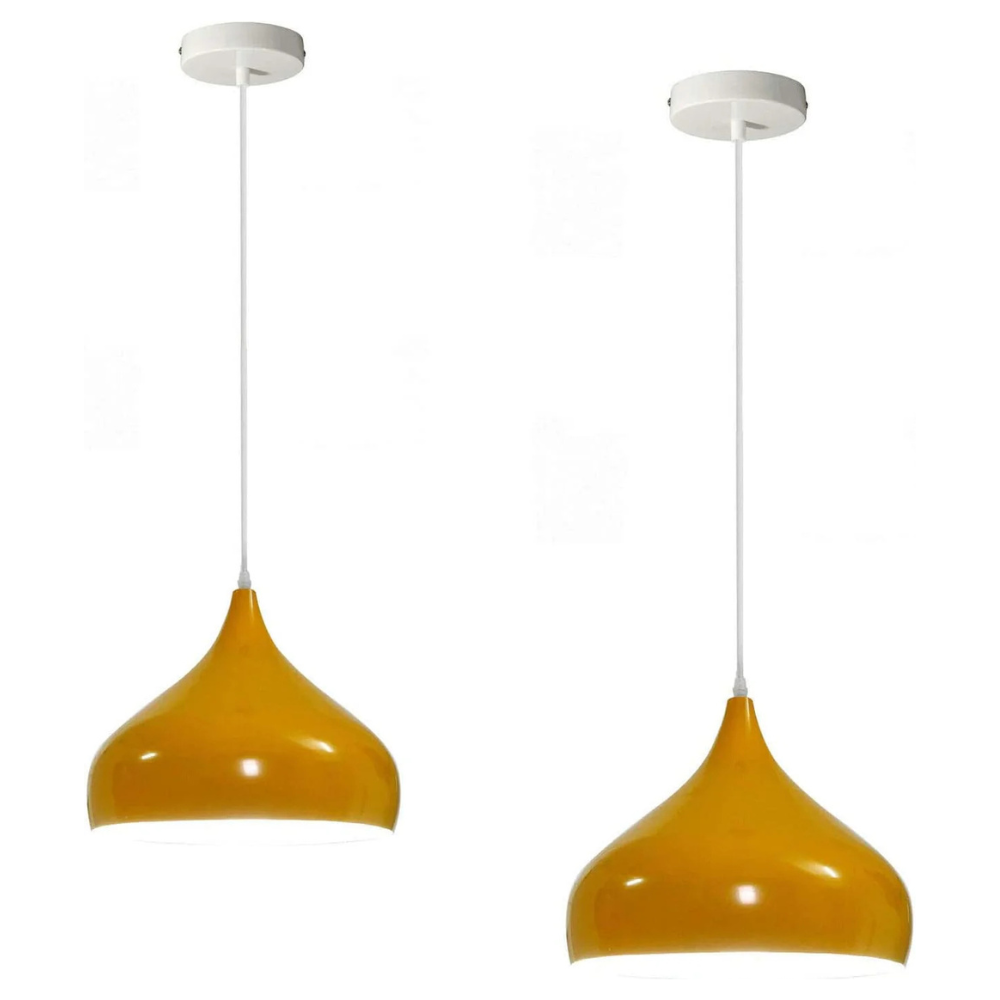 Beat Pendant Light 31.5 cm – White Fitting, 8 Colours, Single or Pair - White, Beat 31.5 cm Yellow Pack of 2, Without Bulb
