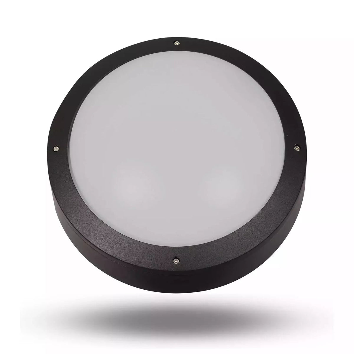 Round LED Bulkhead Light 12W IP54 – Warm White 3000K, Black - Standard, No Shade, Without Bulb