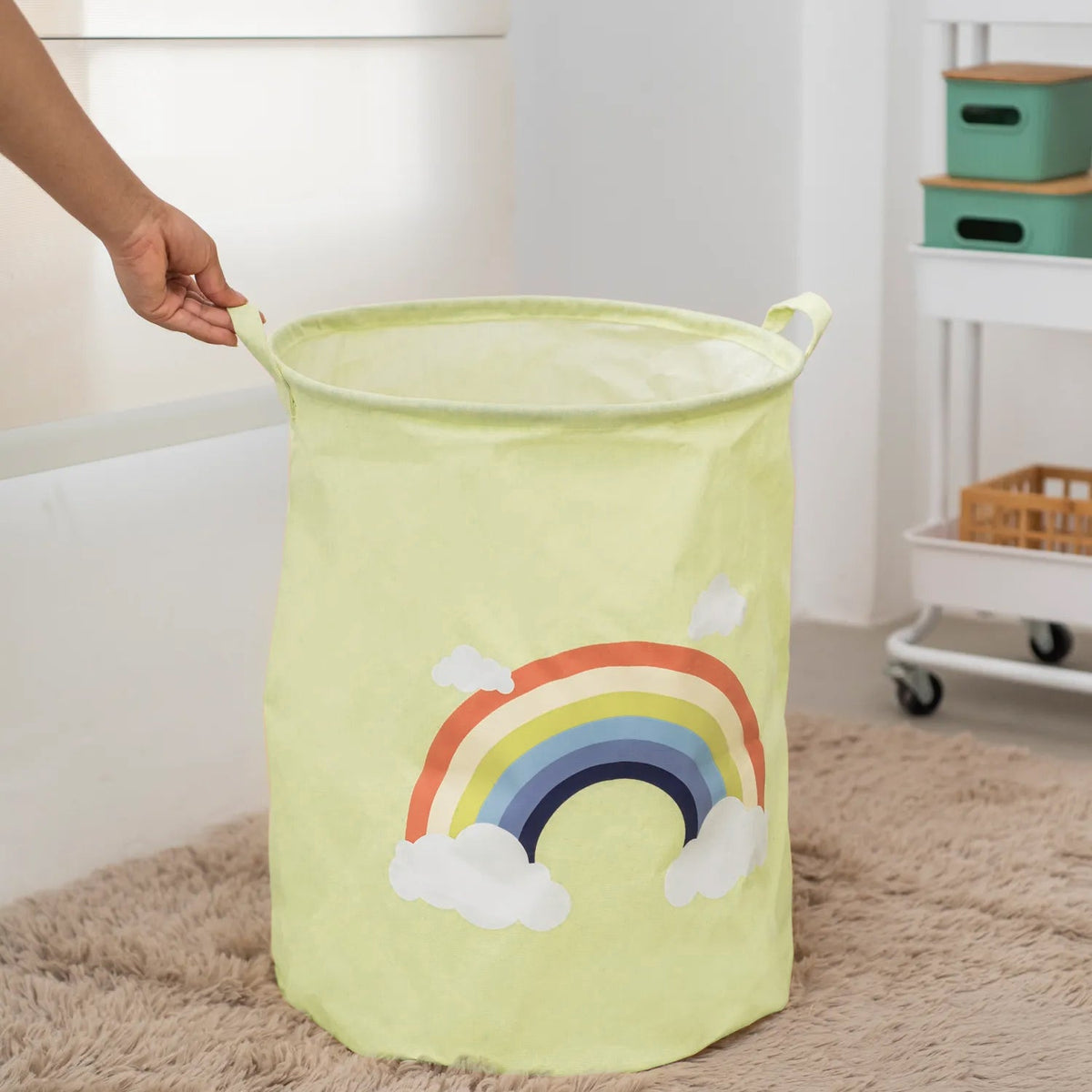 Kids' Laundry Baskets, Pack of 2 – Dinosaur, Zebra or Rainbow, Foldable Cotton - photo 8