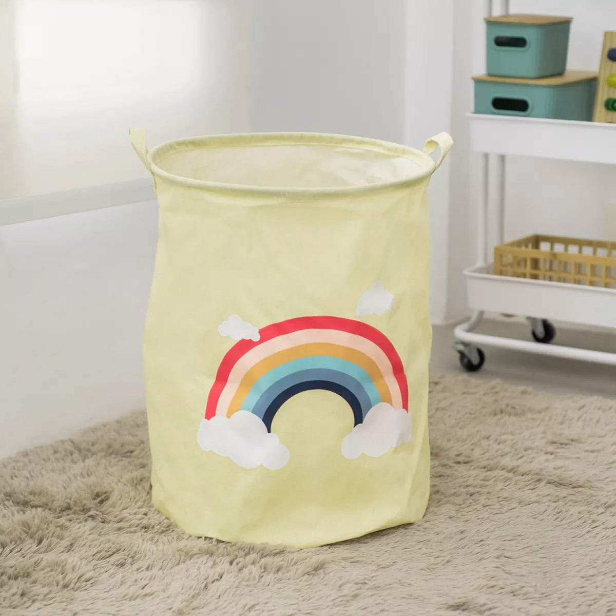 Kids' Laundry Baskets, Pack of 2 – Dinosaur, Zebra or Rainbow, Foldable Cotton - photo 2