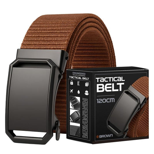 Men's Nylon Belts, Pack of 2 or 3 – Slide Buckle, Blue, Brown or Beige, 120 cm - Brown, Pack of 2